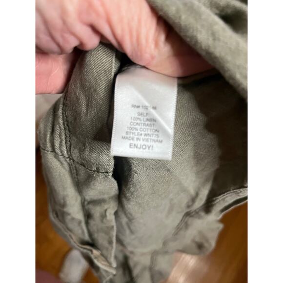 Michael Stars soft olive green 100% linen military style zip button jacket M - Picture 5 of 6